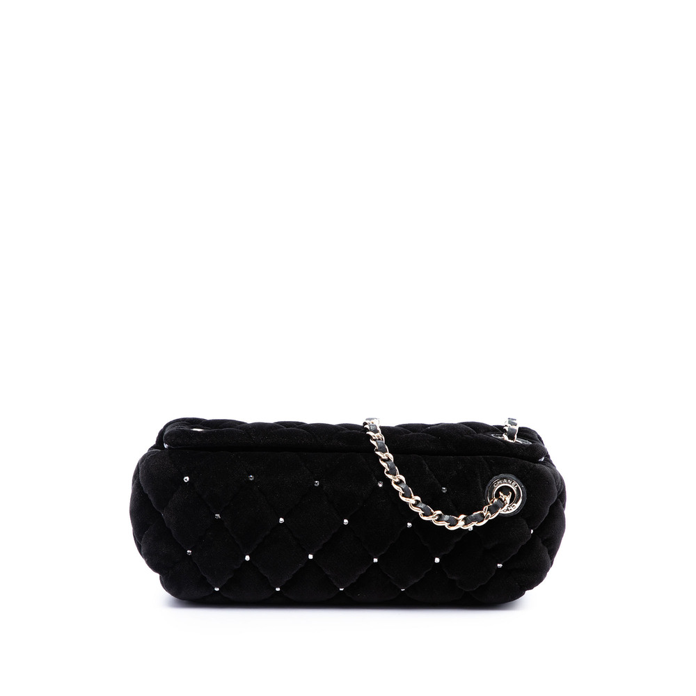 Pre-Loved Chanel CC Quilted Velvet Crystal Wristlet Clutch